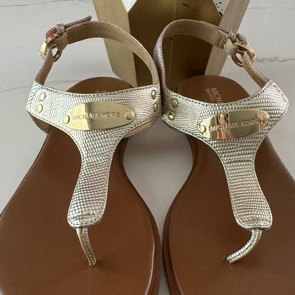 Michael Kors Gold and Brown Women's Sandals - Picture 2 of 3